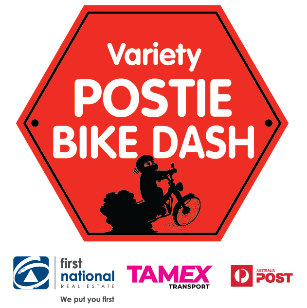 2021 Variety Postie Bike dash logo lock up