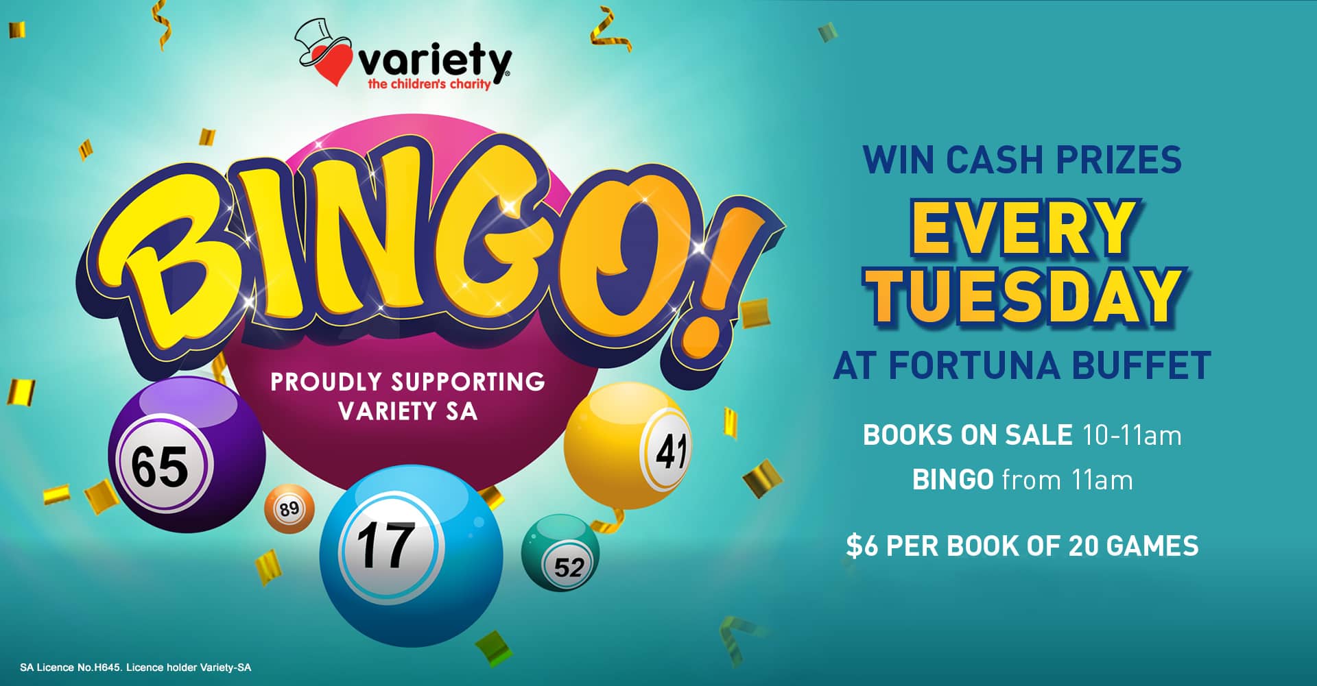 Bingo every Tuesday at Skycity Adelaide Casino for Variety