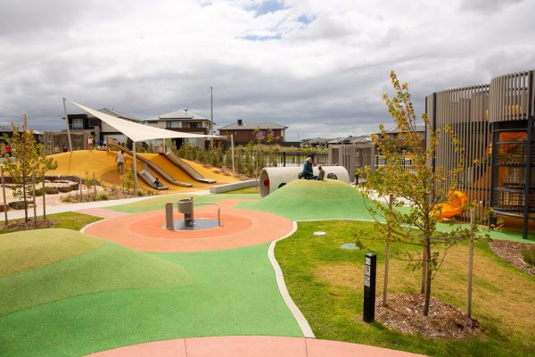 Children and parents using the slides